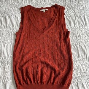 Chic V-Neck Sweater Vest in Rust